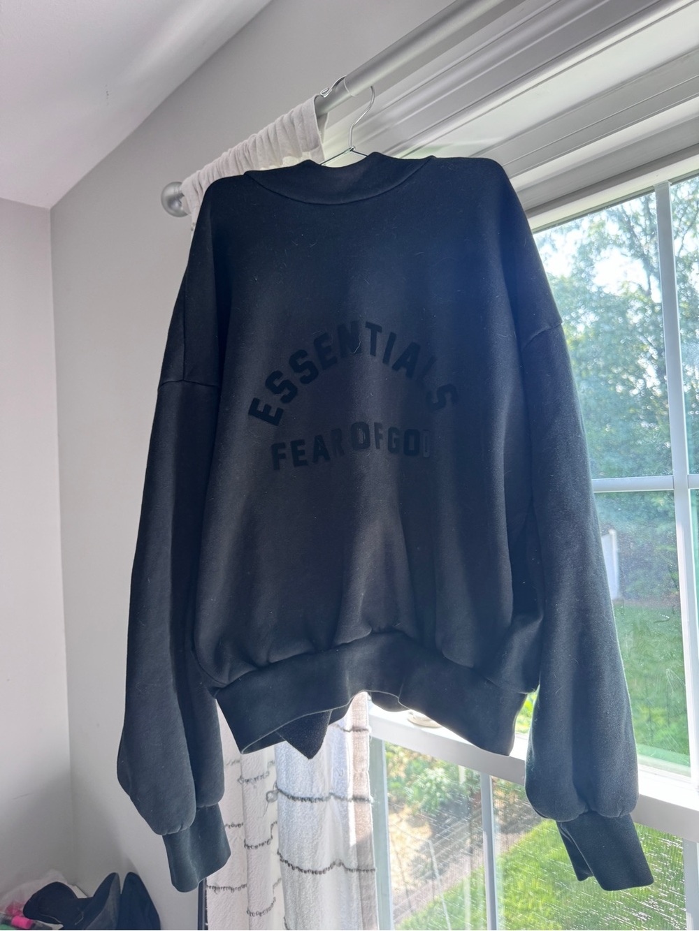 Essentials Black Raised Logo Pullover